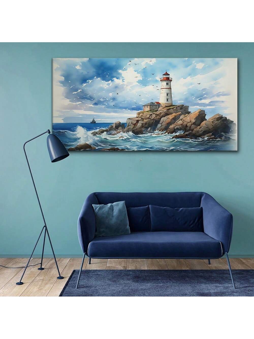 Elevate your coastal living space with this vibrant modern lighthouse seascape canvas art. Expertly framed, the abstract painting captures the dynamic energy of the sea and the iconic lighthouse, blending bold colors and contemporary design. Perfect for adding a sophisticated yet inviting touch to any coastal home decor, this piece brings both artistic flair and a serene maritime atmosphere to your walls.
