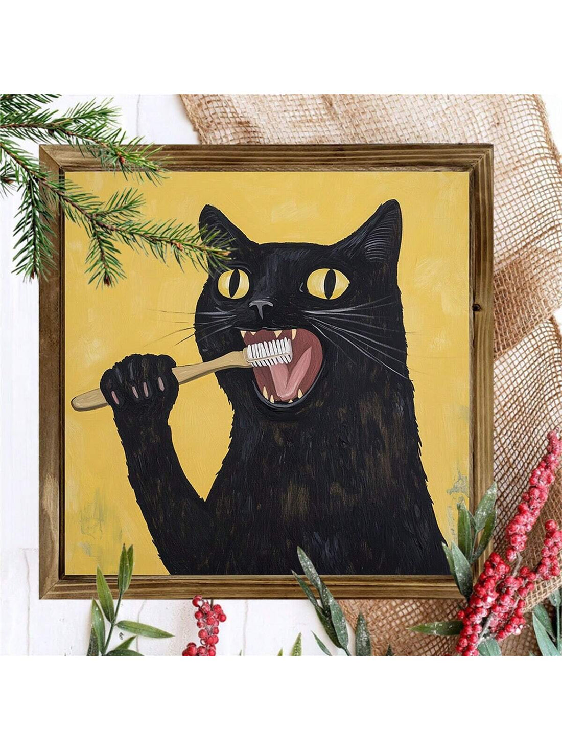 Bring timeless charm to any space with this striking black cat wall art. Designed with rustic farmhouse aesthetics in mind, this unframed piece seamlessly complements modern, traditional, and eclectic interiors. Perfect for living rooms, bedrooms, cafes, bathrooms, or entryways, it adds personality without overwhelming your decor. The minimalist black silhouette creates visual interest while maintaining a sophisticated, understated elegance. Easy to display and versatile in placement, this art print works b