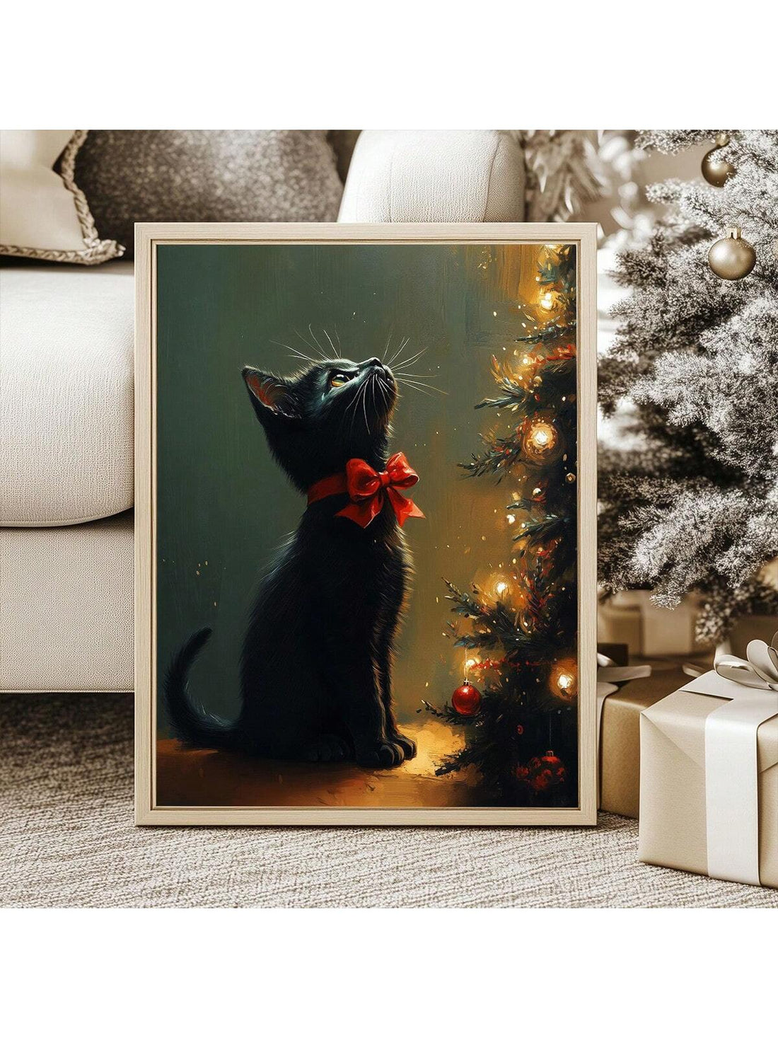 Celebrate the season with this charming vintage-inspired canvas wall art featuring festive felines. Each piece captures the warmth of classic holiday aesthetics through carefully curated cat illustrations, blending nostalgia with contemporary décor sensibilities. The canvas construction ensures durability and vibrant color retention, making it an ideal statement piece for living rooms, bedrooms, or home offices. Perfect for collectors and cat enthusiasts alike, this artwork brings personality and seasonal c