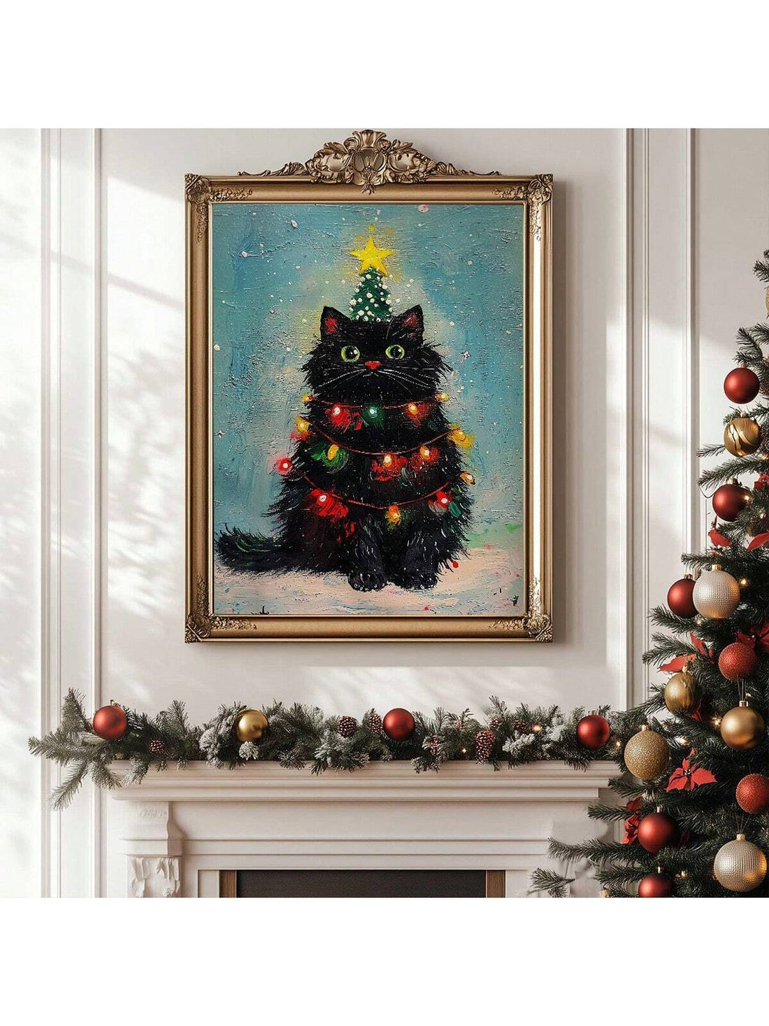 Bring holiday cheer to any room with this whimsical black cat Christmas canvas. Perfect for feline enthusiasts, this festive wall art combines humor with seasonal spirit, featuring a charming black cat in a playful holiday setting. The high-quality canvas print delivers vibrant colors and crisp details that complement modern and traditional décor alike. Whether displayed in a living room, bedroom, or home office, this piece adds personality and warmth to your holiday decorating. An ideal gift for cat lovers