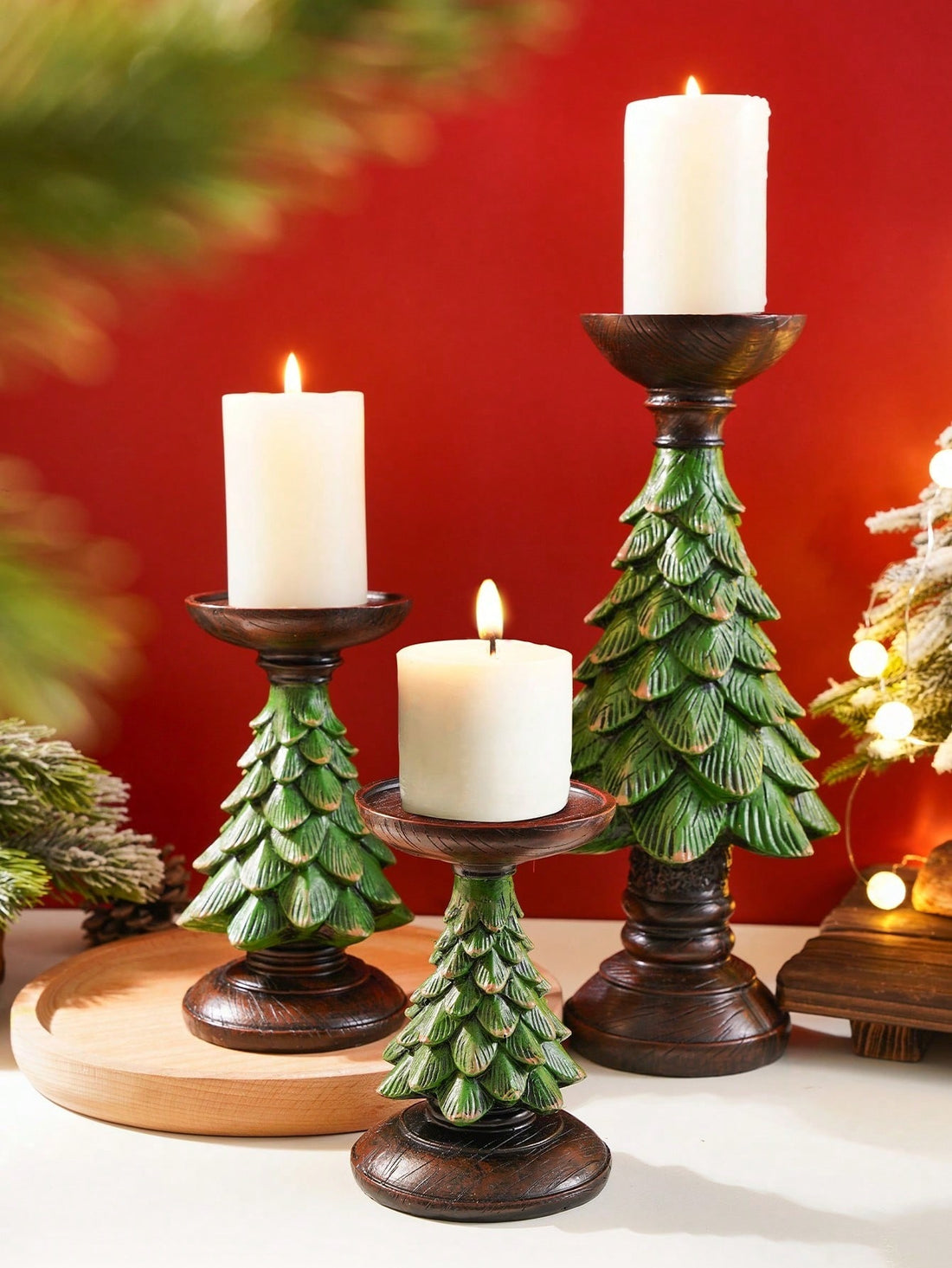 Elevate your holiday décor with this distinctive resin candlestick featuring an intricately designed Christmas tree motif. Crafted with precision, this piece combines artistic elegance with functional design, serving as both a striking table centerpiece and a practical candle holder. The resin construction ensures durability while maintaining a sophisticated aesthetic that complements traditional and contemporary holiday settings alike. 