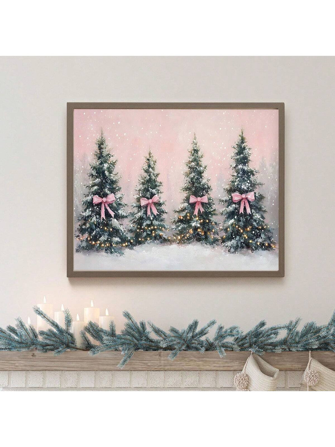 Elevate your seasonal décor with this sophisticated canvas wall art featuring a vintage-inspired Christmas tree adorned with a delicate pink bow. The minimalist design seamlessly complements contemporary interiors, offering a refined alternative to traditional holiday aesthetics. Rendered on premium canvas and expertly framed, this piece brings understated elegance to any room while maintaining the warmth of festive charm. Perfect for those seeking to balance modern sensibilities with timeless seasonal appe