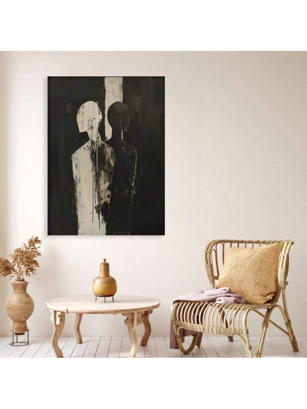 Elevate your interior with this Minimalist Black and Beige Abstract Figures Canvas Poster. Featuring clean geometric forms in a restrained color palette, this artwork seamlessly complements contemporary spaces. Its refined design adds visual interest while maintaining simplicity, making it a sophisticated choice for modern decor. Durable canvas ensures lasting quality and a polished finish.