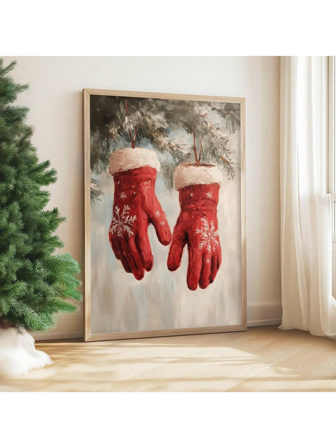 Bring nostalgic warmth to your home with this charming framed canvas wall art featuring vintage Christmas red gloves. Perfect for creating a cozy holiday atmosphere, this piece captures the timeless appeal of classic seasonal imagery. The carefully curated design evokes cherished memories of traditional celebrations while adding an elegant touch to any room. Ideal for living rooms, entryways, or bedrooms, this artwork transforms your space into a festive retreat. Whether you're decorating for the holidays o