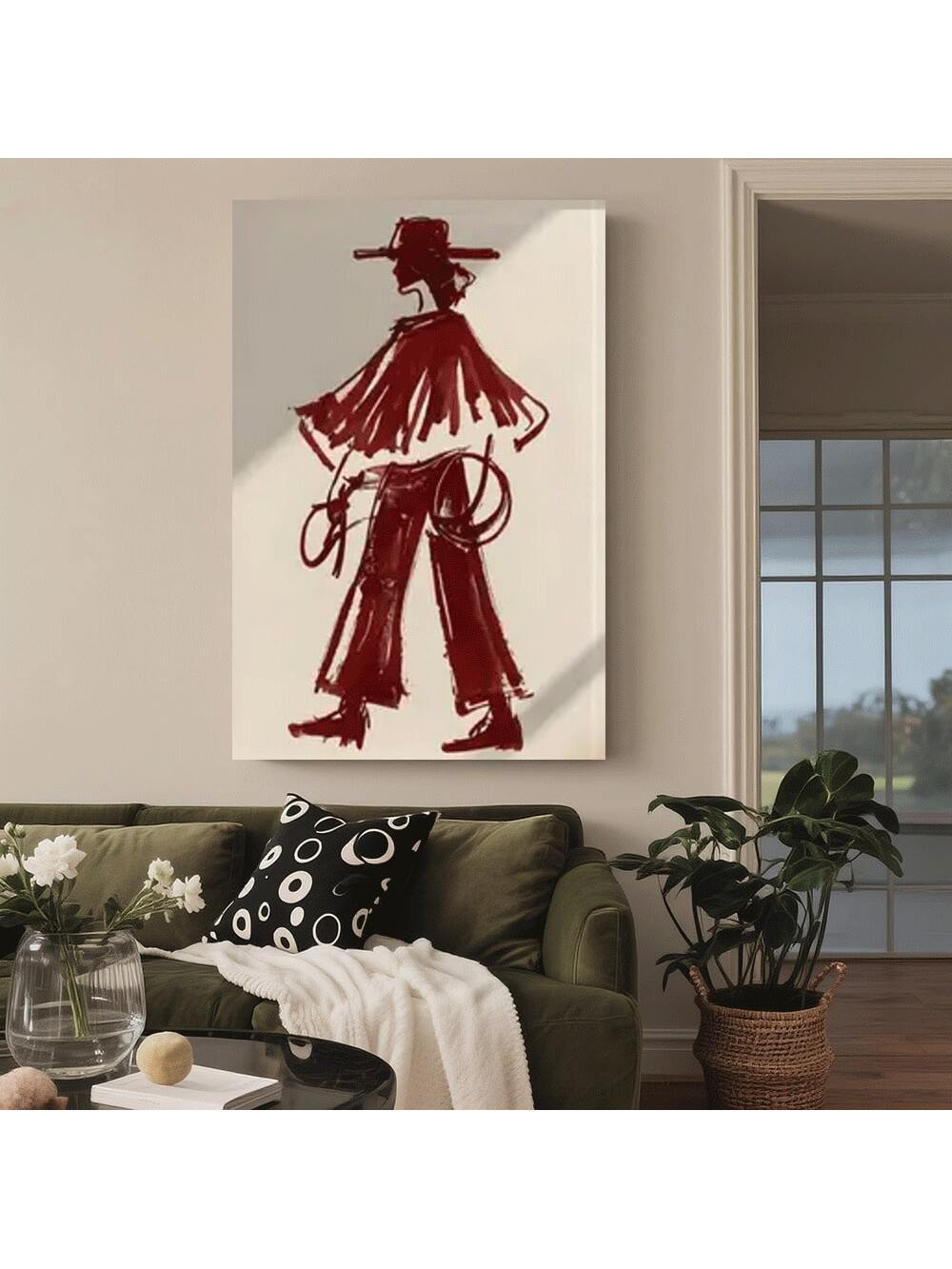 Bring rustic charm into your home with this striking vintage red cowgirl wall art print. Featuring authentic Western aesthetics, this canvas decor captures the spirit of classic Americana with bold colors and timeless appeal. Perfect for bedrooms, living rooms, or kitchens, it adds character and warmth to any space. 