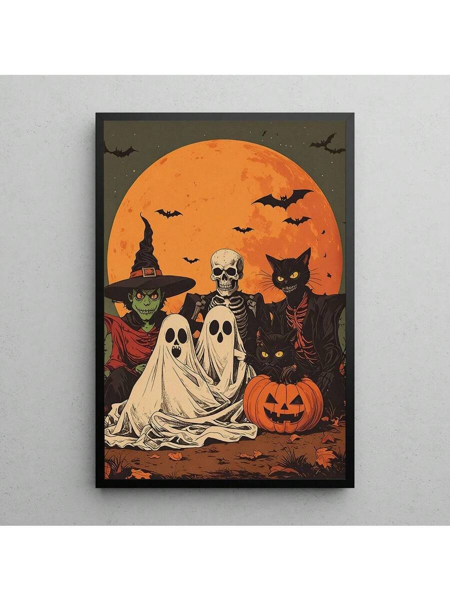 Add a touch of playful spookiness to your home with this whimsical frameless Halloween wall art. Featuring charming pumpkins and ghostly figures, this canvas print delivers vibrant, detailed imagery without the distraction of a frame. Its modern design enhances seasonal decor with subtle creativity, making it a distinctive piece that complements any room. Crafted for lasting quality, it brings both festive spirit and artistic elegance to your unique home environment.