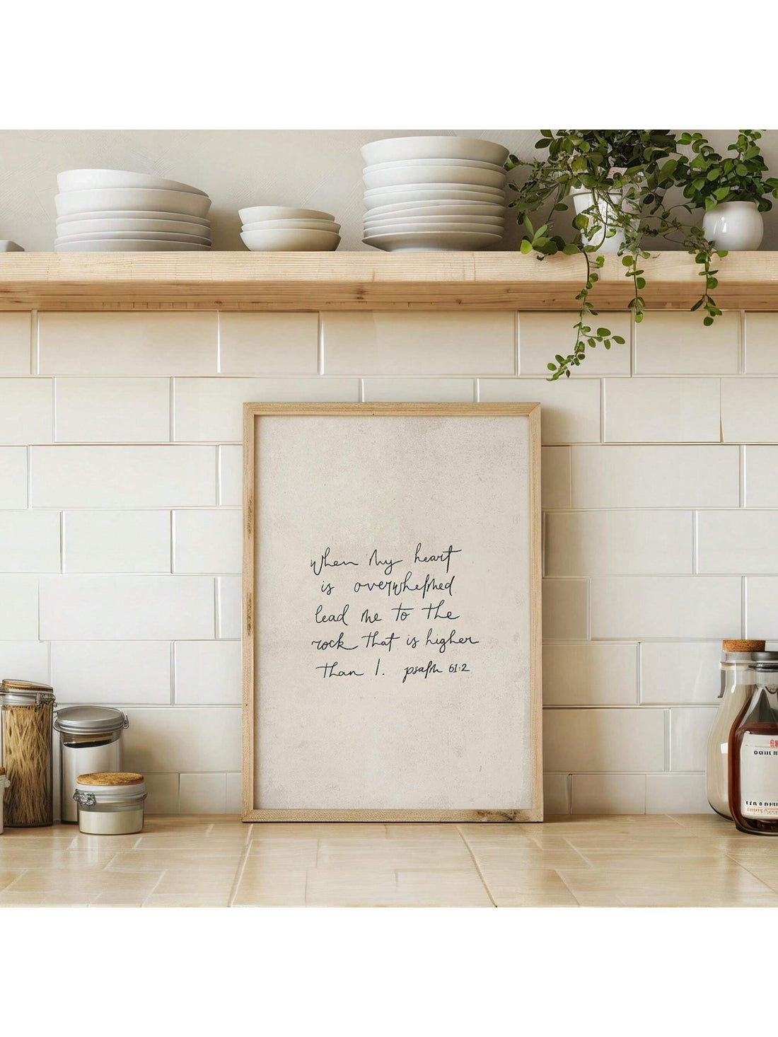 Psalm 61:2 captures a timeless message of faith and refuge, now presented as striking modern canvas art. This minimalist Bible verse poster combines clean design with spiritual depth, making it an ideal choice for bedrooms, living rooms, offices, or any space seeking meaningful décor.