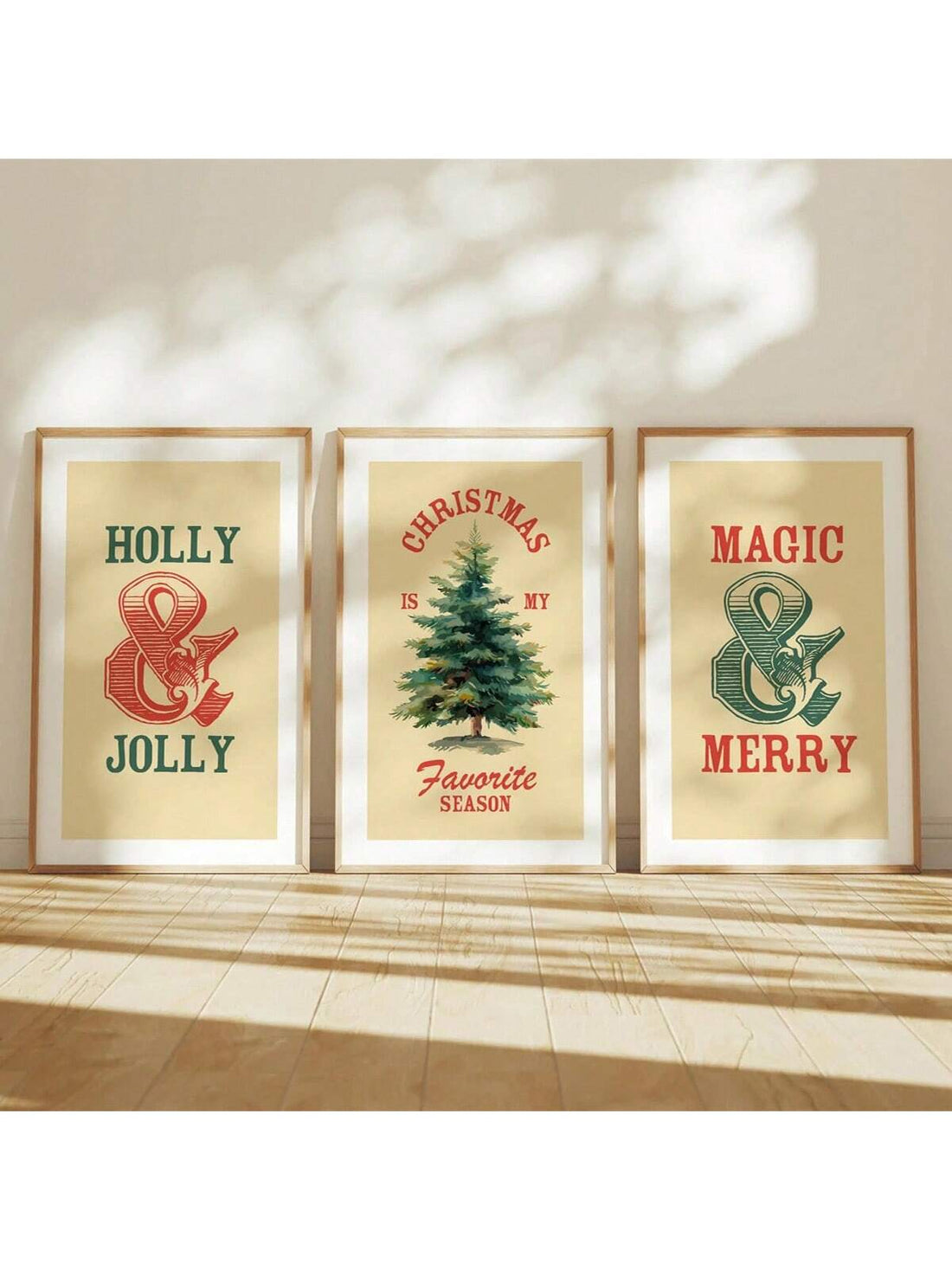 Add nostalgic charm to your holiday space with this 3-piece Retro Christmas Canvas Print Set. Each canvas captures classic festive scenes in rich, vintage-inspired colors, creating a warm seasonal atmosphere. Ideal for enhancing living rooms or entryways, this set brings timeless holiday spirit to your home décor with durable, high-quality materials built to last for many seasons.