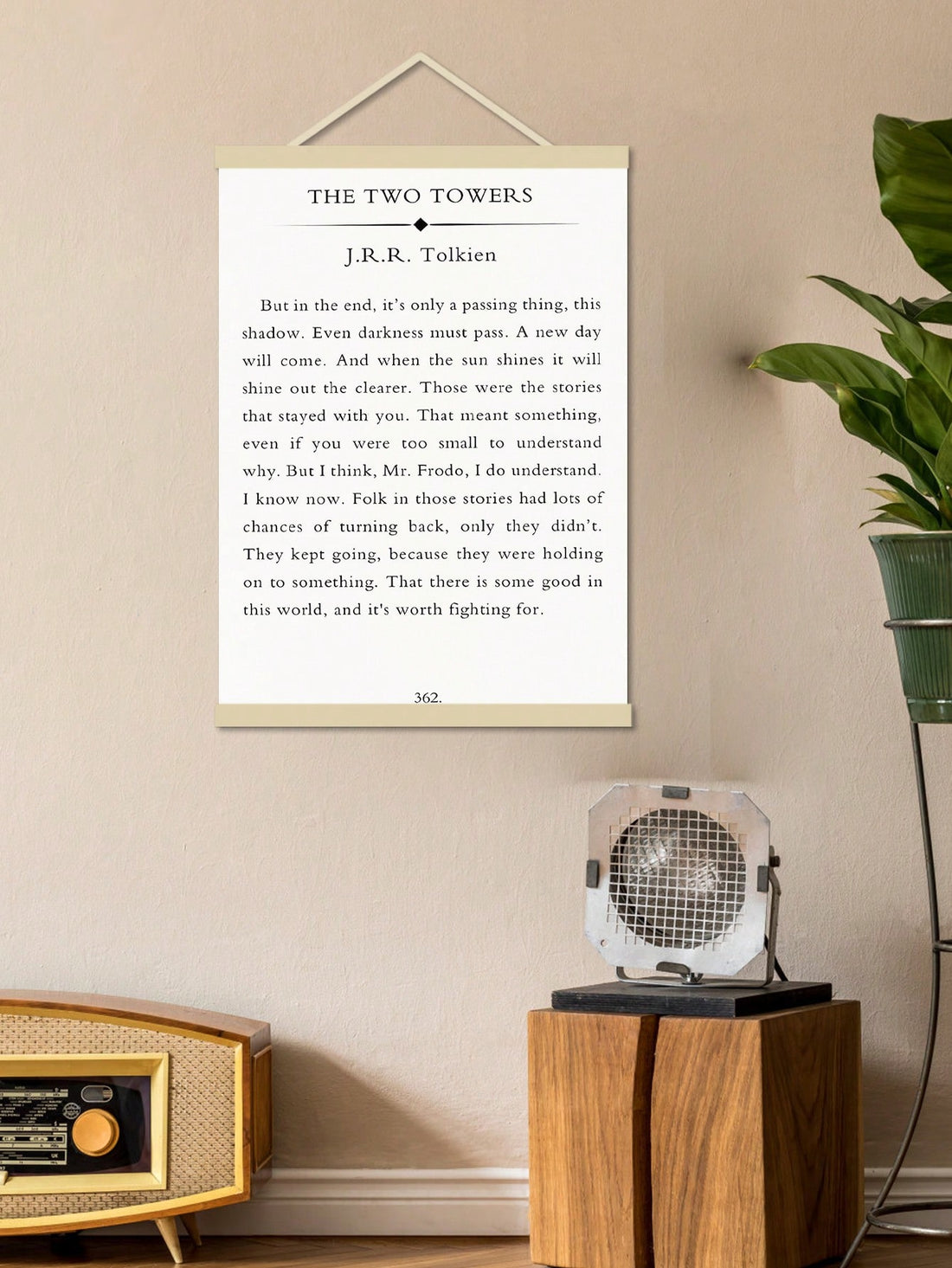Transform your space with this striking canvas art poster featuring an inspirational Tolkien quote.