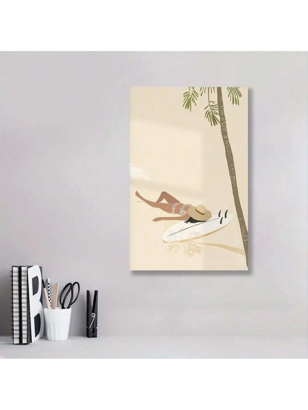 This minimalist surf girl wall art captures the essence of coastal living with clean lines and subtle design, making it an ideal decor piece for any beach lover. Perfectly suited for surfer girls, it adds a touch of serene, ocean-inspired elegance to bedrooms or living spaces. Crafted to complement modern interiors, this artwork serves as a thoughtful gift that celebrates a passion for the surf lifestyle while enhancing the ambiance with understated sophistication.