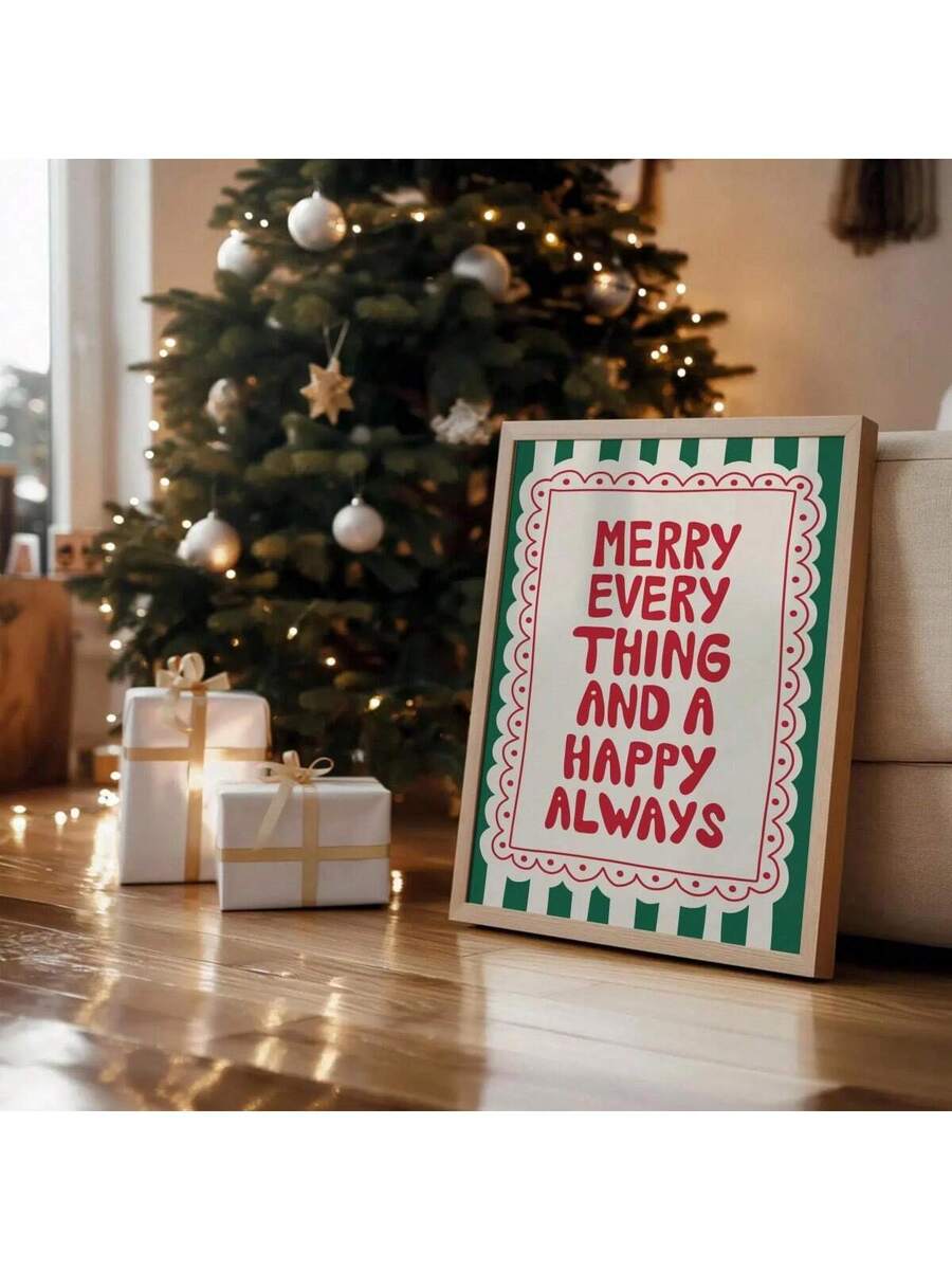 Bring festive charm to your home with this whimsical vintage Christmas wall art print. Featuring a delightful blend of geometric and letter patterns in multicolor hues, this modern piece adds warmth and character to any room—especially dining areas.