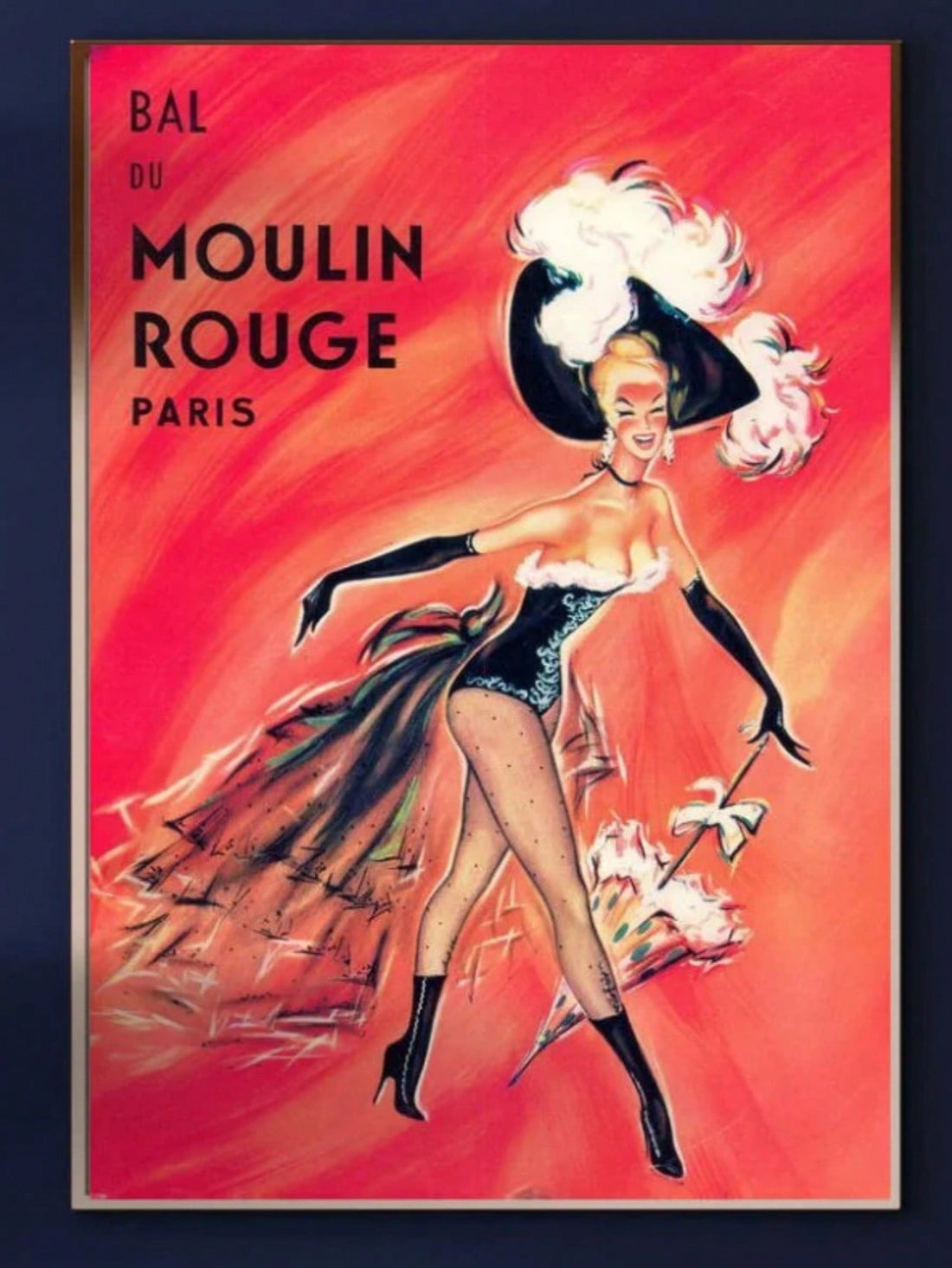 Capture the elegance of the 1920s with this Vintage Moulin Rouge Art Deco print. Featuring iconic design elements from the Art Deco era, this unframed piece serves as a striking wall décor that enhances any living space with historical charm. Ideal for collectors and lovers of vintage style, it also makes a unique and thoughtful gift. Perfect for creating a timeless ambiance in your home or office.