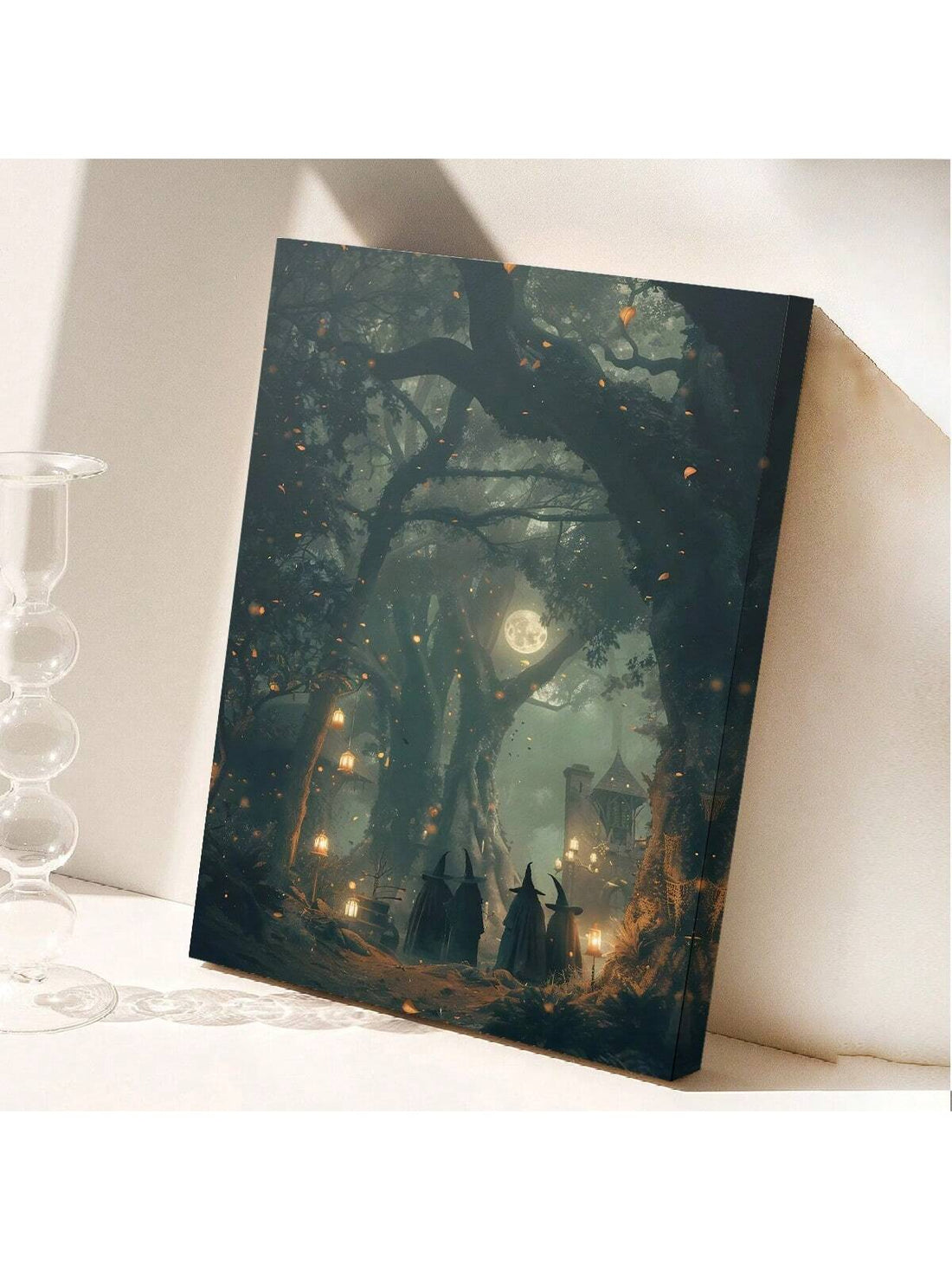 Elevate your seasonal decor with this Mystical Gothic Witch Canvas Wall Art, featuring an enchanting forest scene perfect for Halloween and autumn. Crafted with rich gothic elements, it adds a unique, atmospheric touch to any room. Its detailed imagery invites a captivating, mysterious ambiance, making it an ideal focal point for creating a sophisticated, spooky environment that complements your seasonal style. Durable and ready to hang, this mural seamlessly blends art and decor to enhance your home’s autu