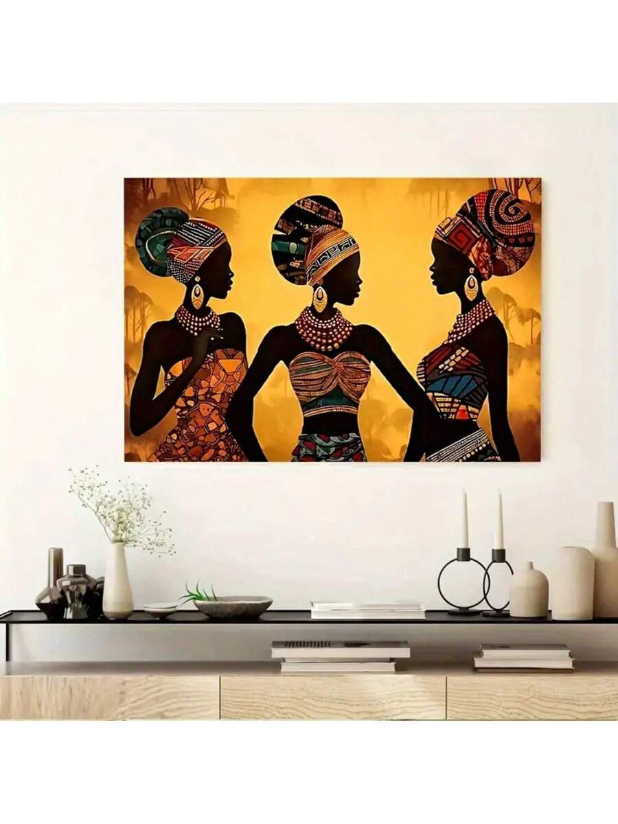Celebrate African artistry with this stunning 2D flat wall art featuring vibrant depictions of African women. The piece showcases bold, multicolor tribal patterns rendered in a contemporary flat design style that brings cultural elegance to any space.