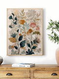 Rustic botanical canvas preview with muted floral fine art style