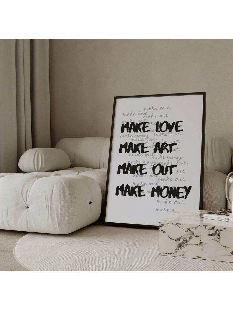 Motivational quote wall art with bold black letters and white background