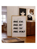 Minimalist text art print in slim frame for office bedroom or creative studio
