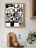 Framed minimalist quote print Make Love Make Art Make Out Make Money on wall