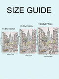 Size guide showing New York canvas print sizes 11.81x15.75in 15.75x23.62in 19.68x27.55in
