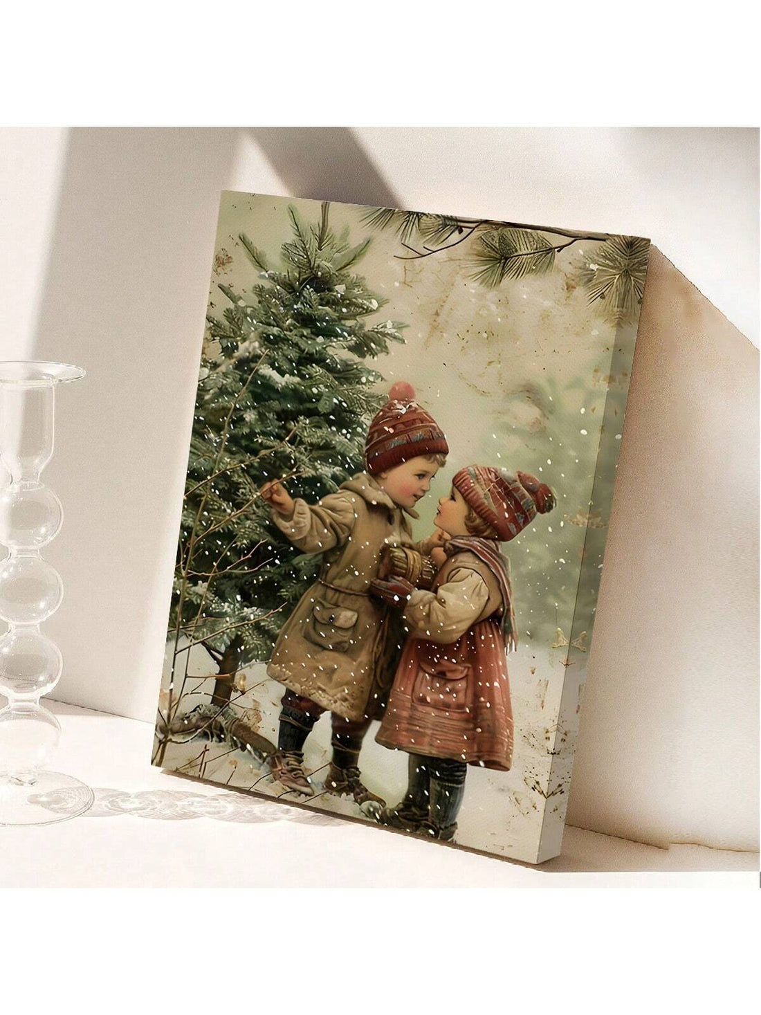 Bring timeless holiday charm to any space with this vintage-inspired Christmas tree canvas art. Featuring classic design elements and warm, nostalgic aesthetics, this piece captures the spirit of traditional celebrations while complementing modern interiors. Perfect for creating festive ambiance in your home, office, or commercial setting like a cafe, this canvas art adds character and seasonal warmth without overwhelming your decor. The durable canvas construction ensures lasting quality, making it an inve