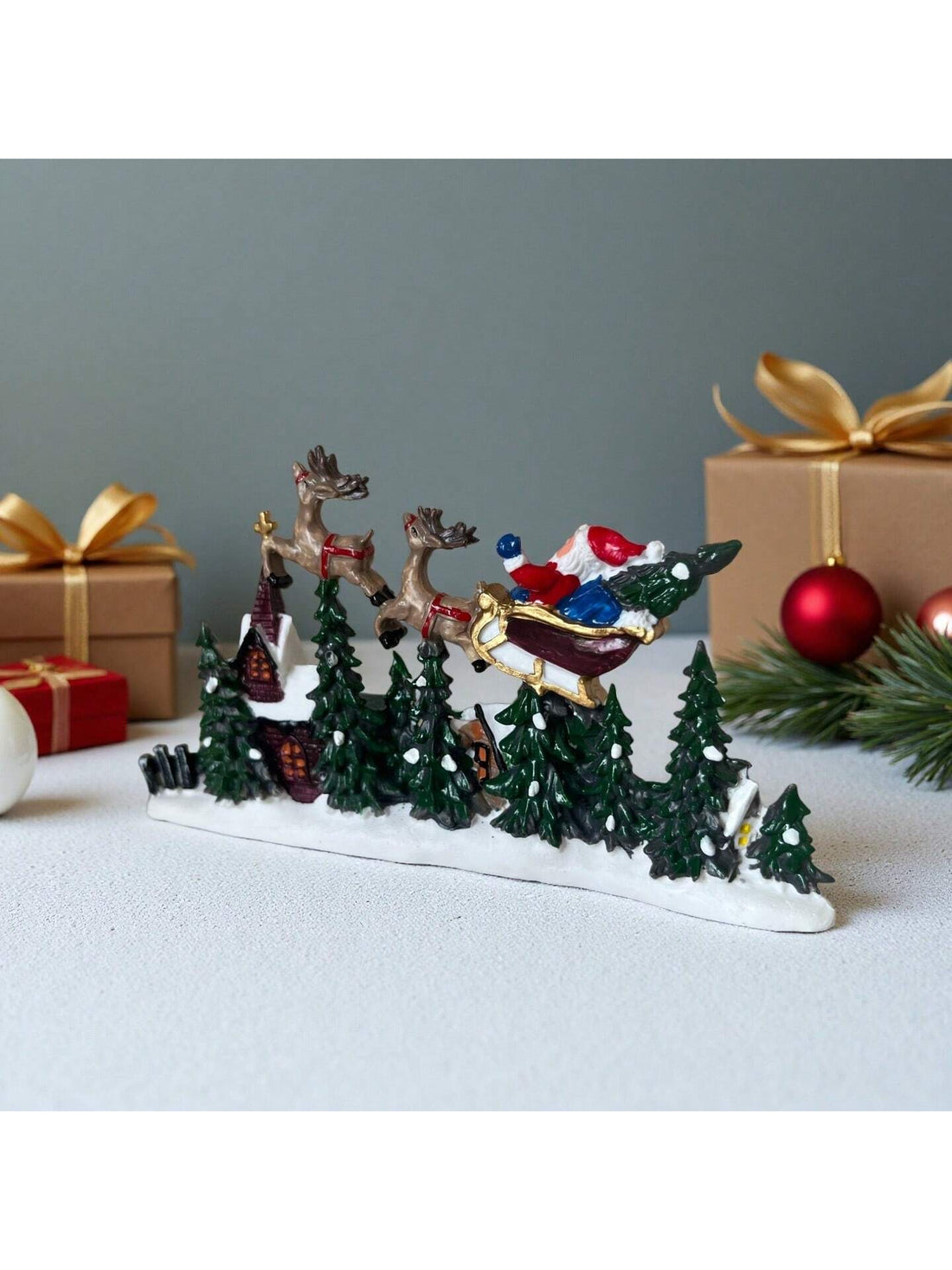 Transform your windows into a winter wonderland with this Nordic-inspired resin Christmas landscape decor. Handcrafted with meticulous attention to detail, this piece captures the serene beauty of snowy Nordic scenery—perfect for creating an authentic festive atmosphere. The premium resin construction ensures durability and a sophisticated finish that complements modern and traditional interiors alike