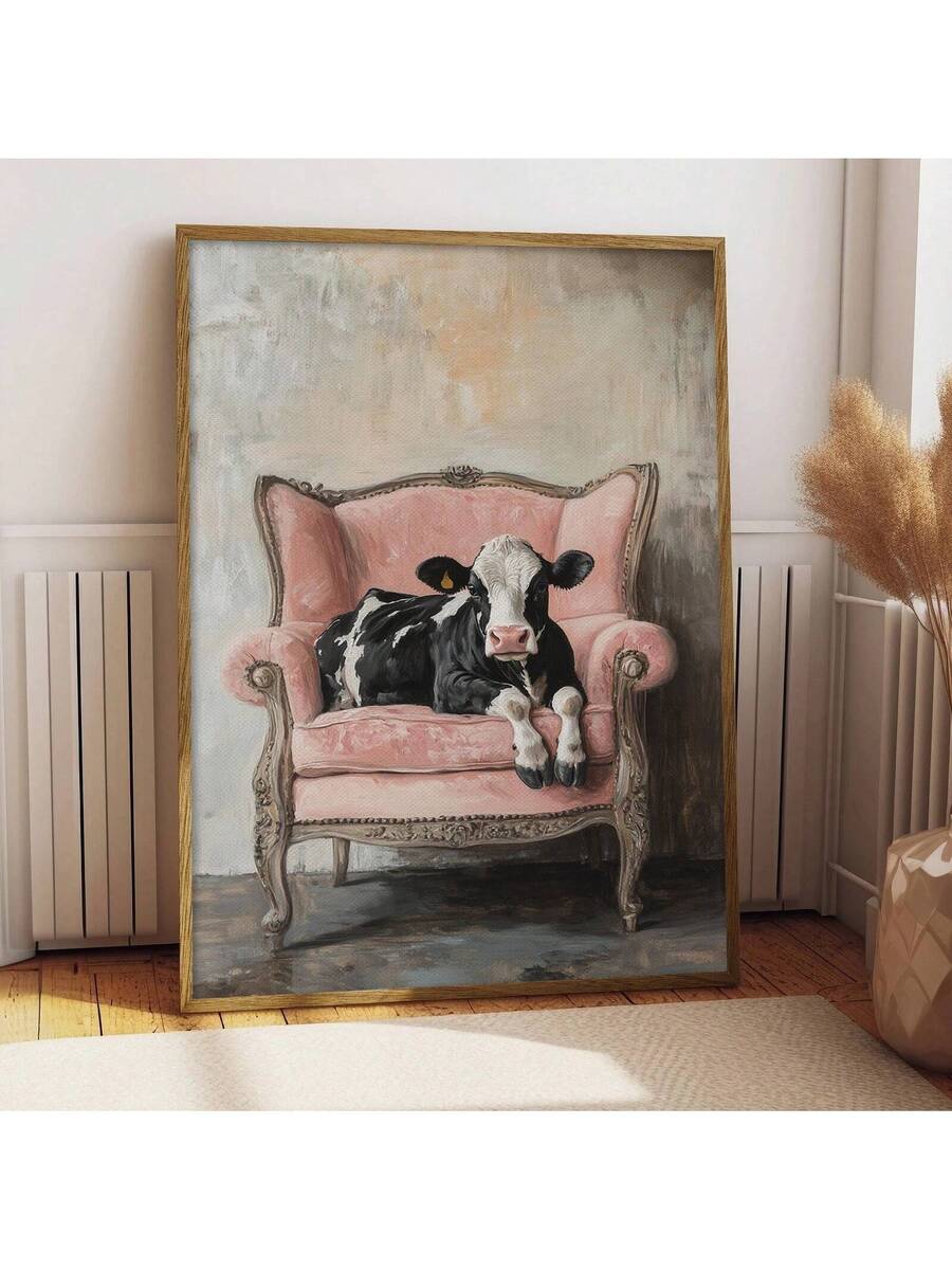 Fashion wall print in black cream and red tones