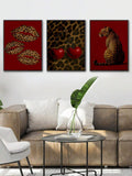 Canvas texture detail for glam fashion triptych wall art