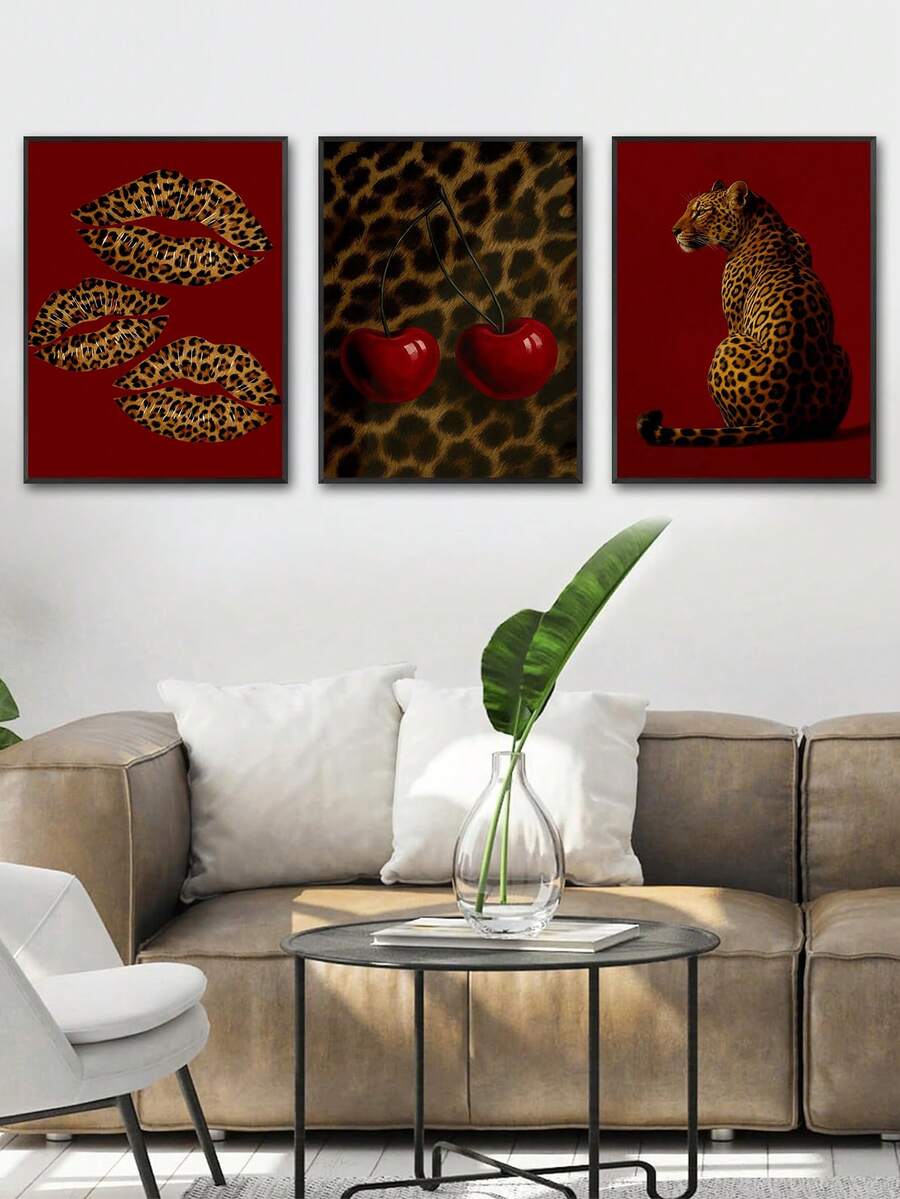 Canvas texture detail for glam fashion triptych wall art