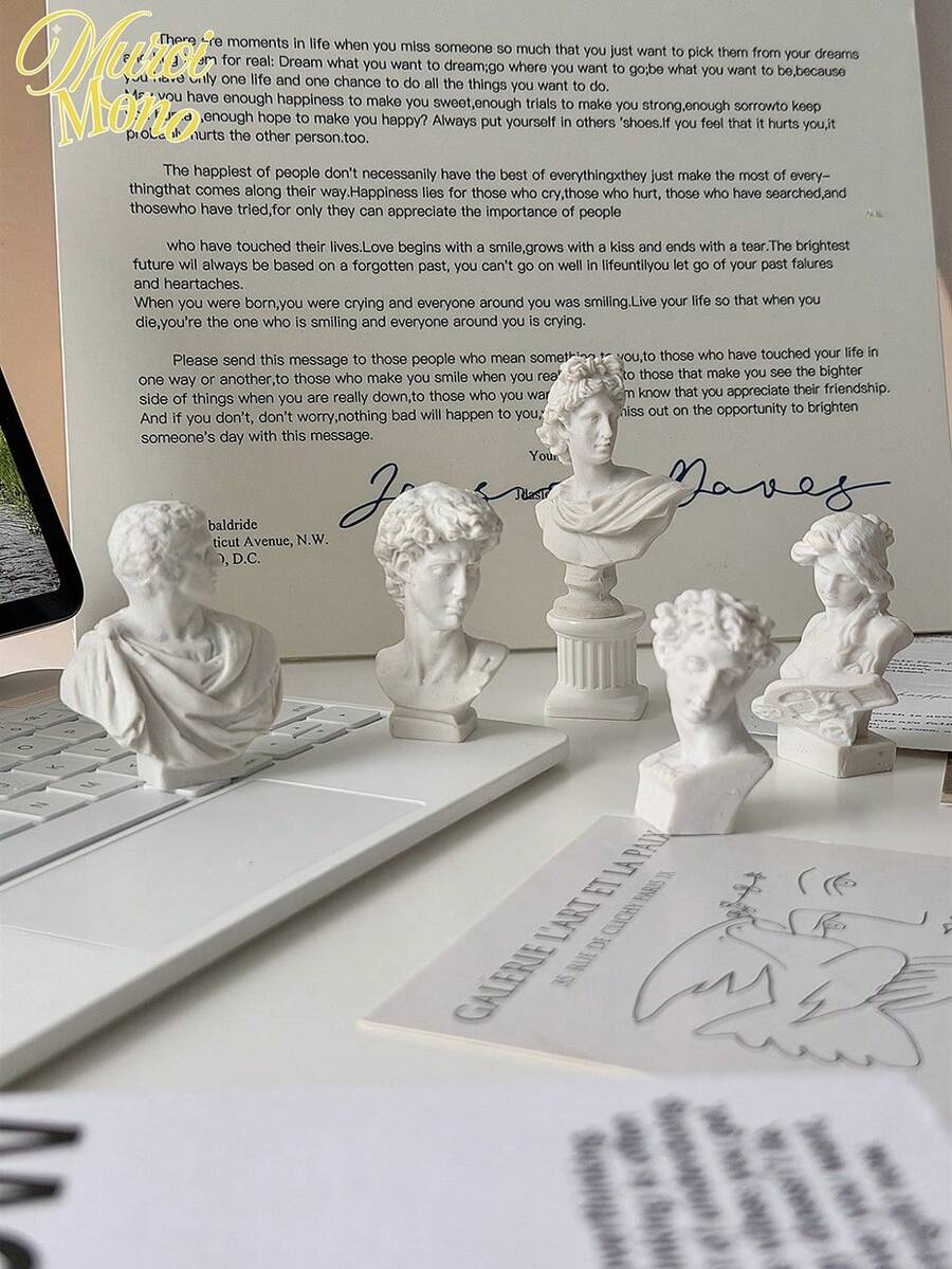 Mini classical room decor set with matte plaster-like stone texture.