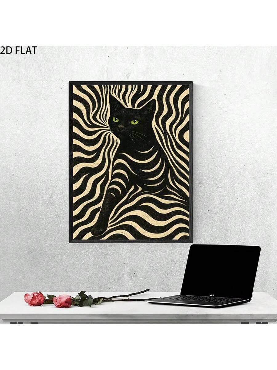 Bring timeless elegance to your space with this striking retro black and white cat oil painting on canvas. Perfect for cat lovers and art enthusiasts, this unframed hanging piece features classic feline charm rendered in sophisticated monochrome tones. The waterproof canvas ensures durability and easy maintenance, while the removable design offers flexible display options. Whether adorning a living room, bedroom, or gallery wall, this artistic statement piece adds character and warmth to any home décor styl