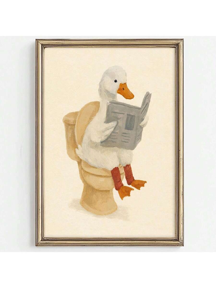 Bring farmhouse charm to any space with this delightful whimsical duck canvas art. Perfect for kids' rooms, playrooms, and bathrooms, this multicolor cartoon animal design adds a playful touch to your décor. Crafted on durable canvas with waterproof benefits, it's available as both framed and unframed options to suit your style.