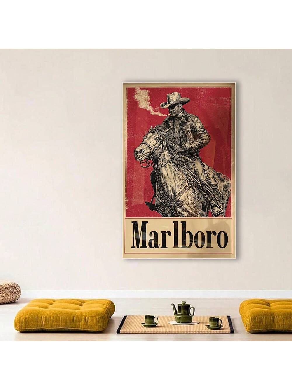 Bring authentic Western heritage into your home with this striking vintage rodeo wall art. Featuring a dynamic galloping horse rendered in classic cowboy style, this retro print captures the spirit of the American frontier with timeless appeal. 