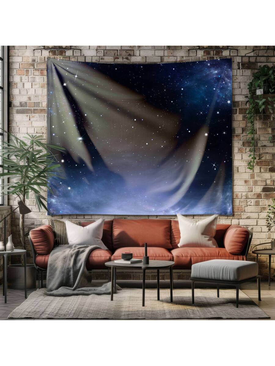 Galaxy tapestry with navy blue nebula stars and smoky deep space scene