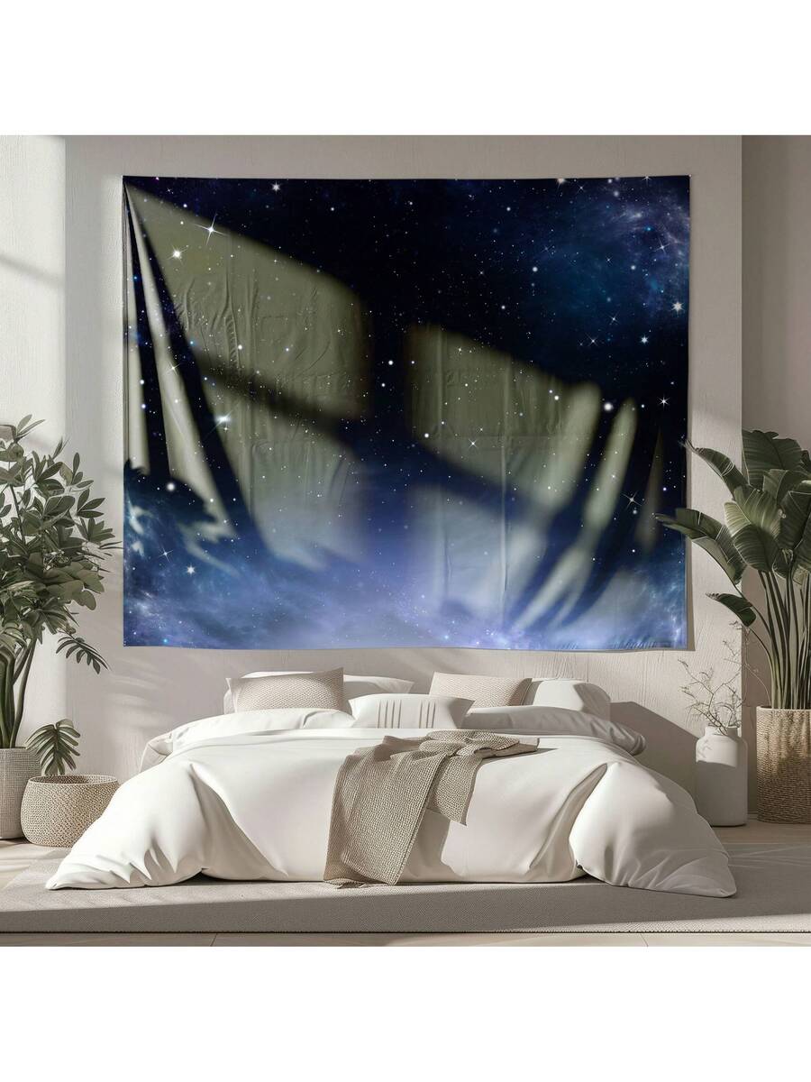 Galaxy tapestry size chart with five inch and centimeter options