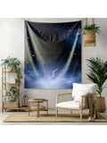 Dark cosmic wall decor tapestry shown as bedroom headboard backdrop