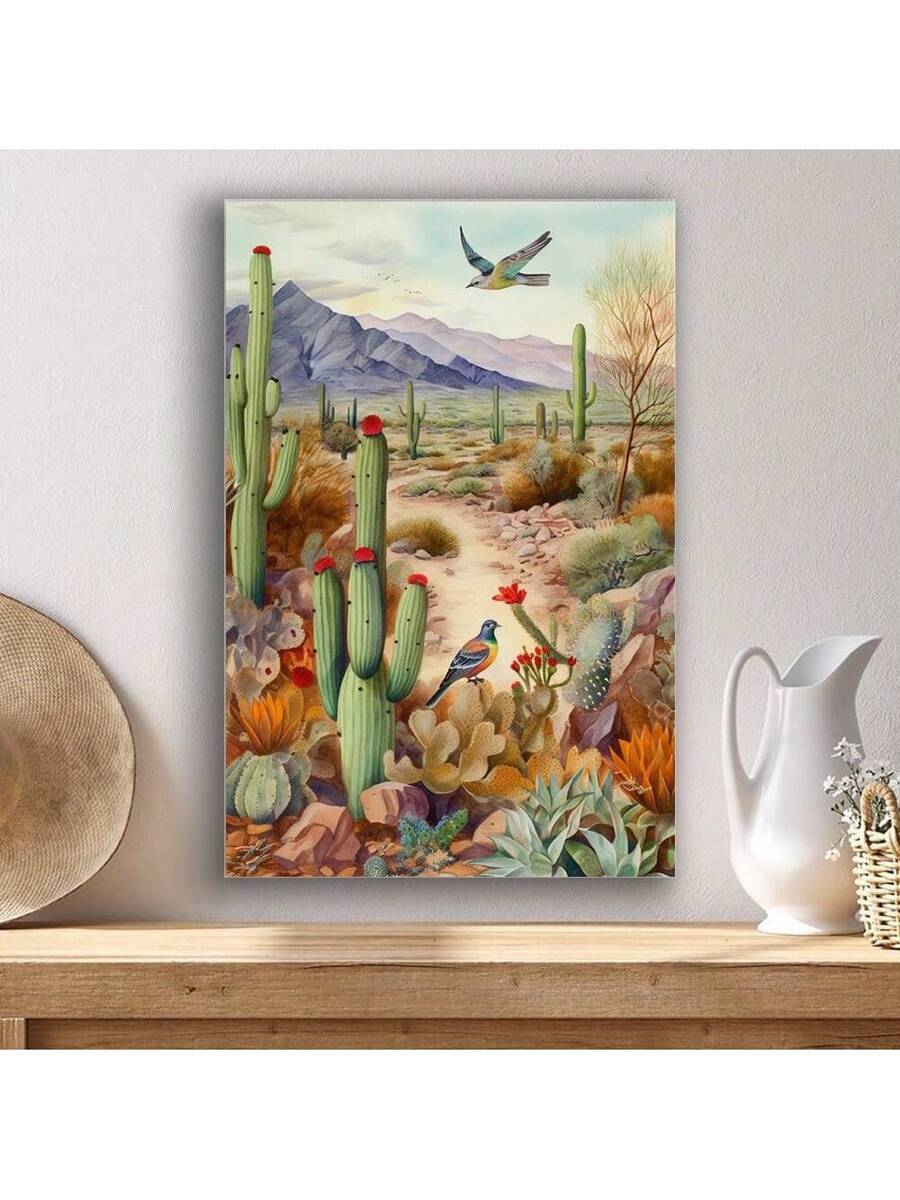 Framed southwest botanical canvas poster preview for bedroom balcony and office decor