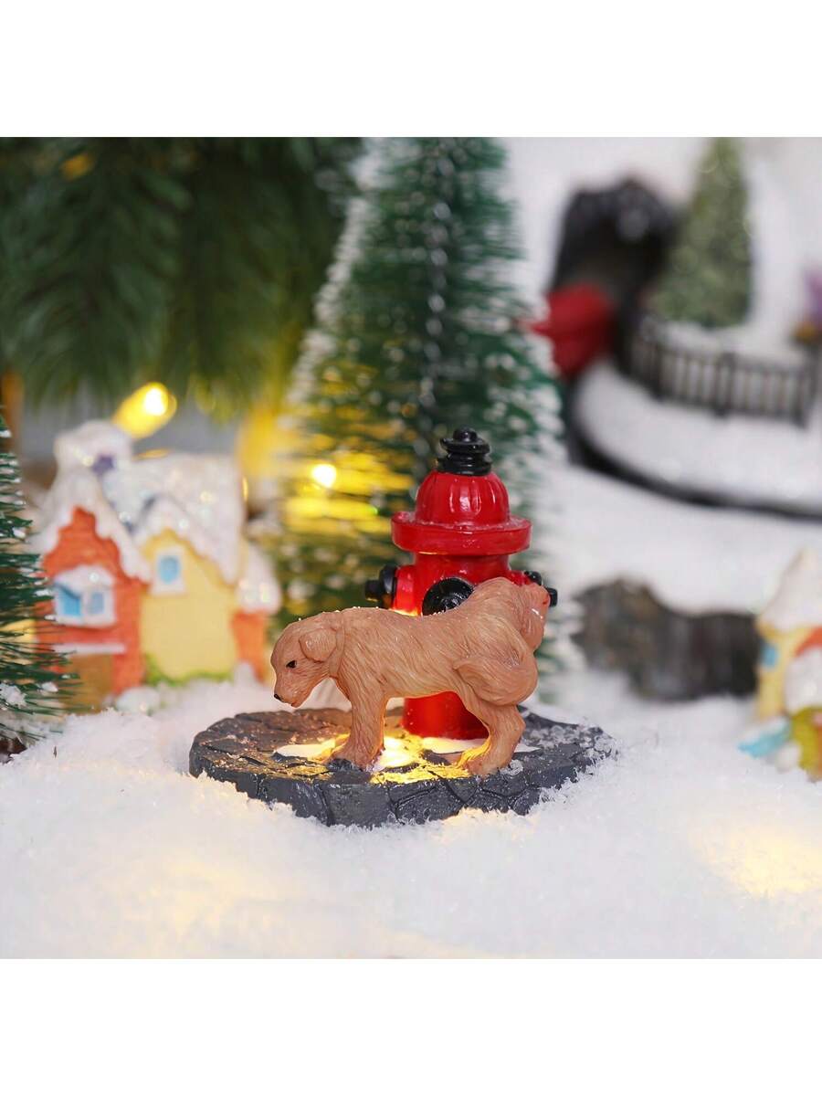 This delightful resin village set combines festive charm with dog-lover appeal, featuring a whimsical puppy and Santa Claus mailbox design. Expertly crafted from durable resin, each piece captures intricate holiday details that elevate any seasonal display. Ideal for collectors seeking unique decorative accents, this set brings warmth and personality to mantels, shelves, or holiday village arrangements. The charming dog-themed elements make it a standout choice for those who appreciate both Christmas nostal