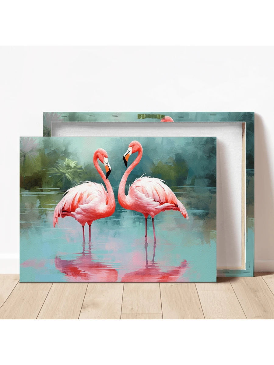 Bring timeless elegance to any room with this stunning vintage flamingo canvas wall art. Available as both a framed mural and unframed painting, it adapts to your space and style preferences.