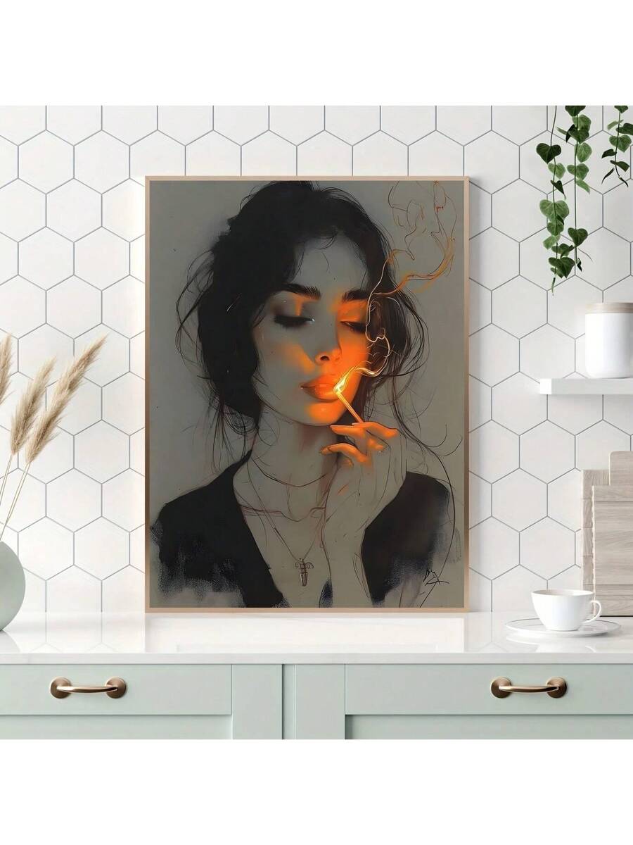 Bring vintage charm into your modern home with this striking lit match portrait canvas print. Featuring a captivating figure design in rich multicolor tones, this retro-inspired artwork adds character and warmth to any dining room or living space. Crafted on premium canvas, this unframed hanging painting combines classic aesthetics with contemporary practicality. The waterproof finish protects against moisture and fading, while the removable design allows you to refresh your décor whenever inspiration strik
