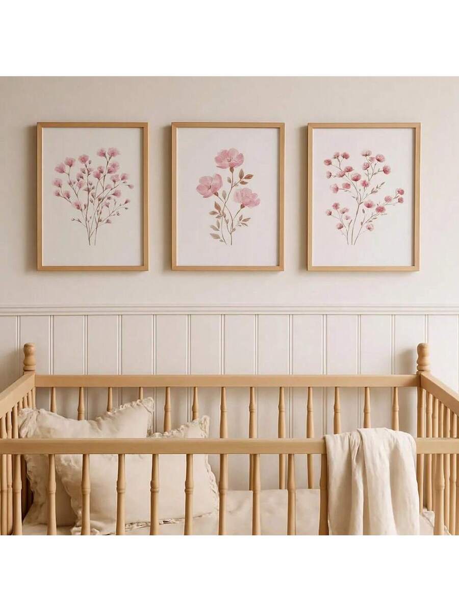 Minimalist flower art shown as modern room decor