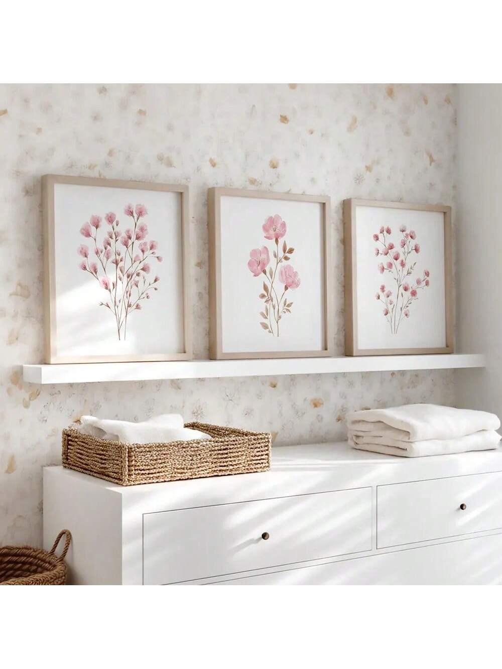 Transform your space with these captivating botanical canvas posters that blend bohemian elegance with contemporary aesthetics. Featuring delicate pink florals and lush botanical illustrations, each unframed piece brings organic beauty to any room.