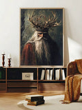 Framed woodland king poster styled on a living room media cabinet