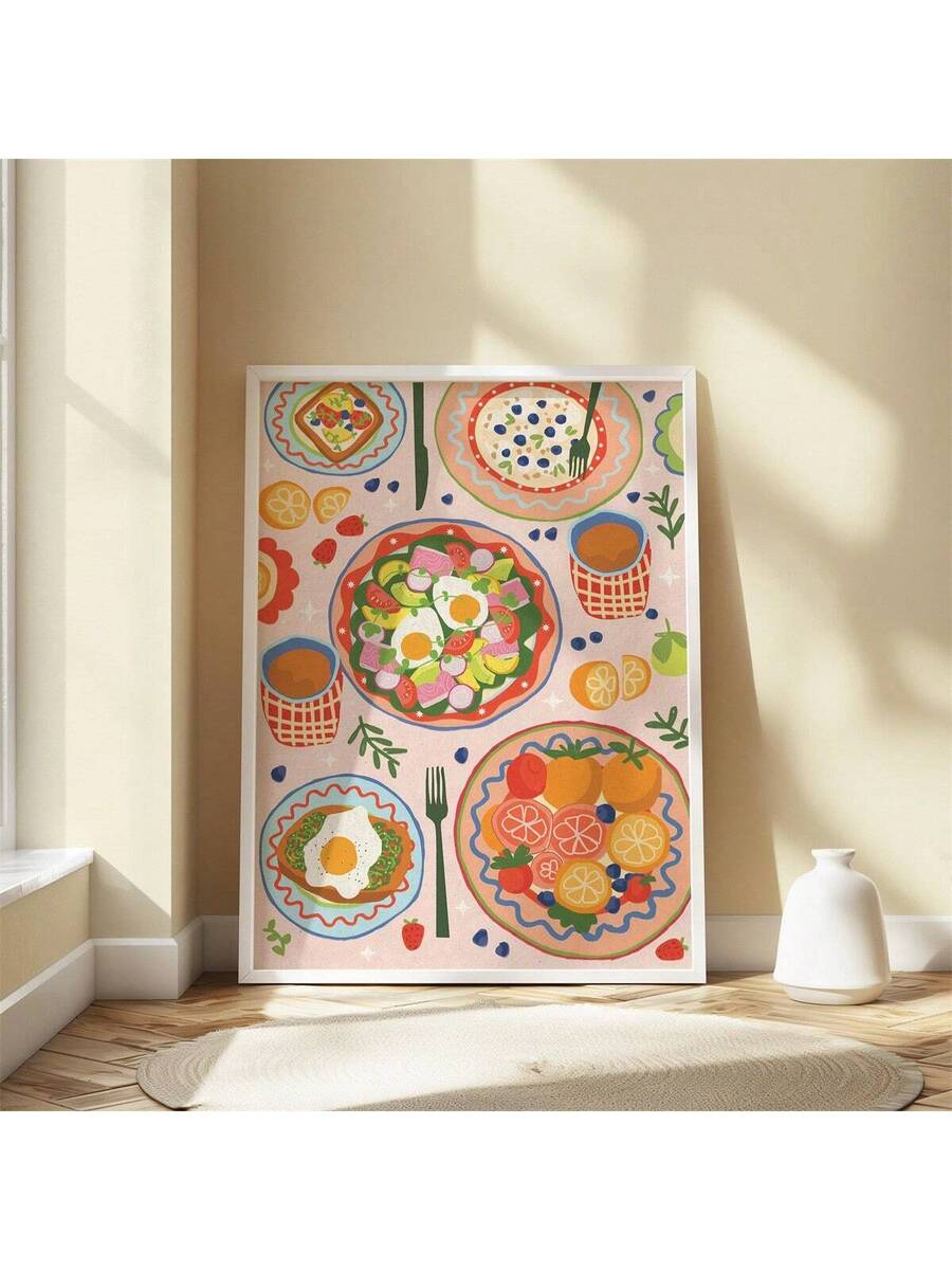 Bring vibrant energy to your dining room with this stunning brunch-inspired art print. Featuring bold, multicolor designs on premium canvas, this piece celebrates the joy of breakfast gatherings with artistic flair. Available in multiple formats—framed, unframed, or ready to hang—it adapts to your space and style. The waterproof, removable design makes it perfect for renters and those who love to refresh their decor. Whether you're a food lover or seeking inspiring home art, this colorful poster transforms 