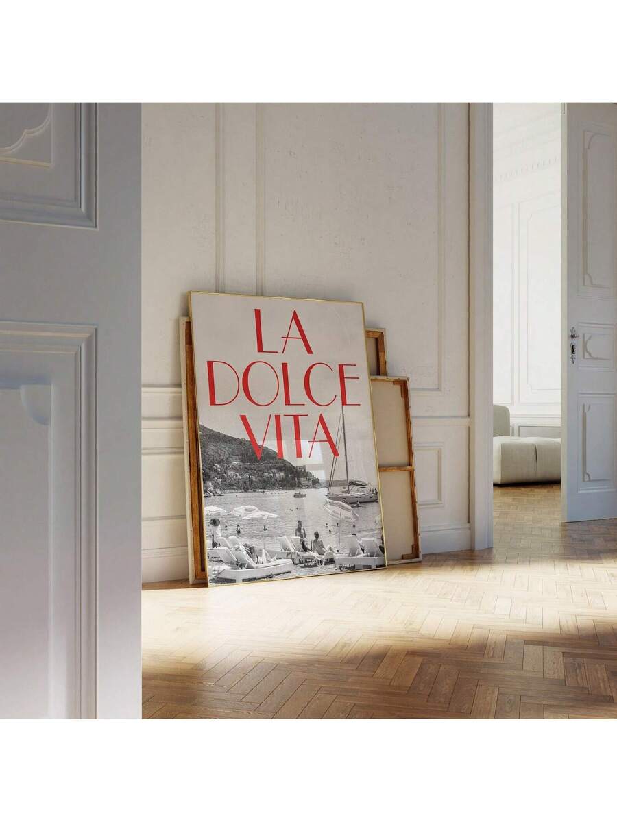 New York wall art with skyline and bold red city typography