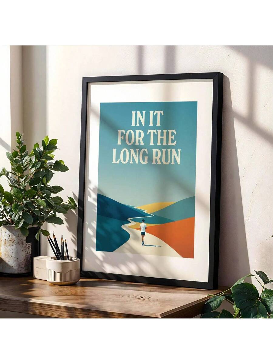 Elevate your space with this minimalist running wall art print that captures the essence of long-distance athleticism and perseverance. Featuring clean, modern typography on durable canvas, this frameless poster delivers an inspirational message perfect for runners, fitness enthusiasts, and anyone seeking daily motivation.