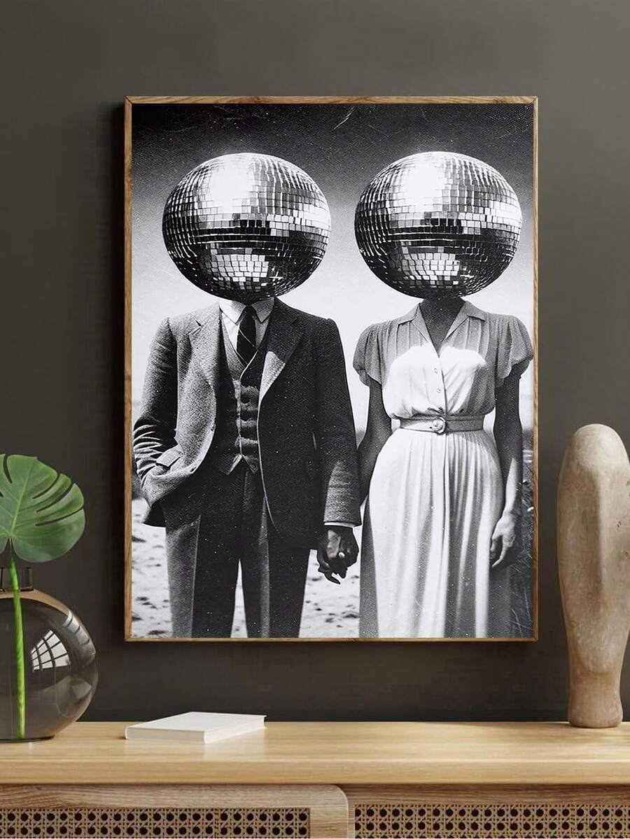 Pop art poster framed option with funky disco ball and chili kitchen decor