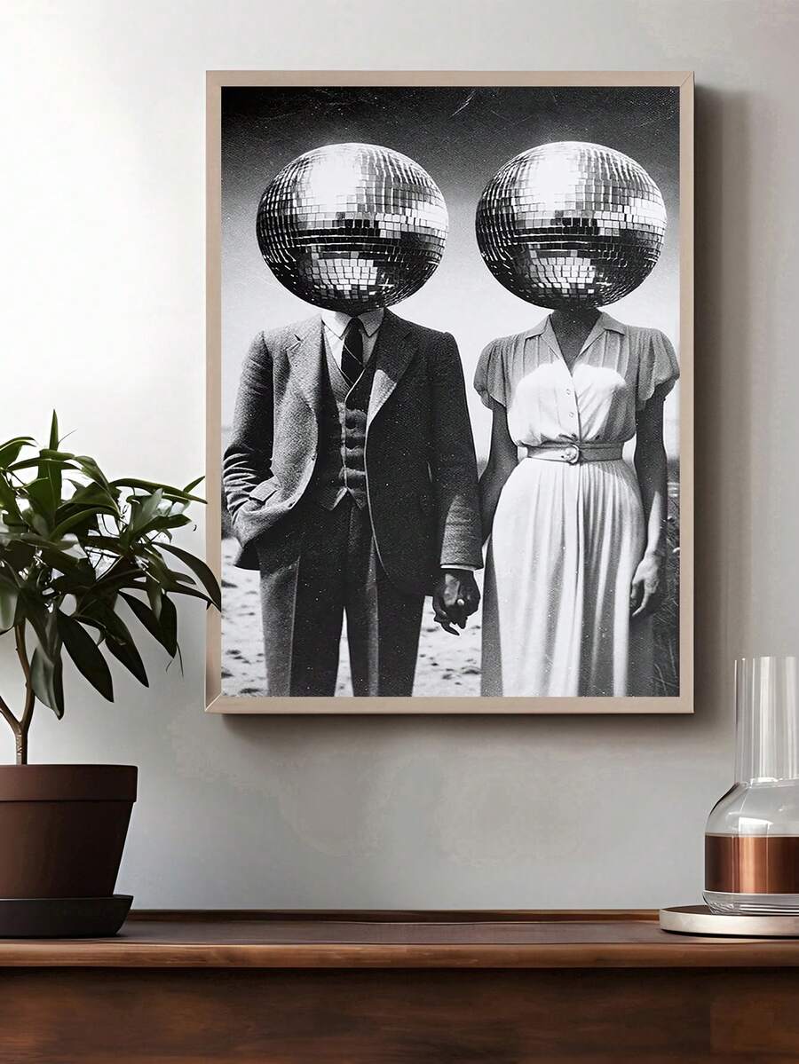 Retro kitchen print options showing framed and unframed disco chili wall art