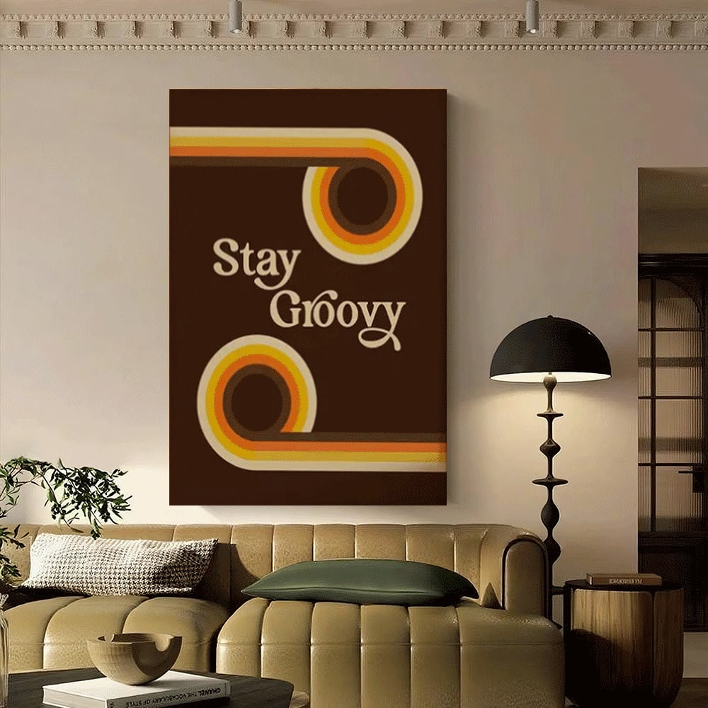 Transport your space back to the golden era of the 1970s with this authentic vintage-inspired canvas print. Featuring the iconic "Stay Groovy" message in classic retro typography and warm, nostalgic color palettes, this piece captures the free-spirited essence of the decade