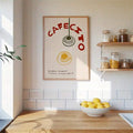 Minimal cafecito poster with red lettering espresso cup drawings and text Cuban Espresso Strong Sweet Rich