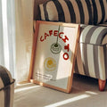 Retro espresso guide canvas with Cuban coffee text and red cream design